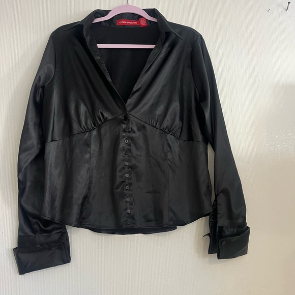 Gloria Vanderbilt Black Satin Blazer - Picture 1 of 6